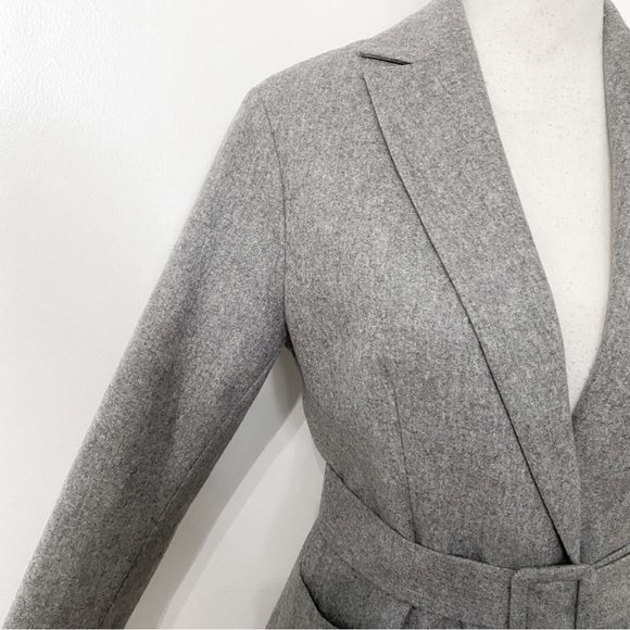 NWOT HARMONY PARIS GREY 100% WOOL BELTED SINGLE BUTTON CLOSURE BLAZER - Picture 6 of 14